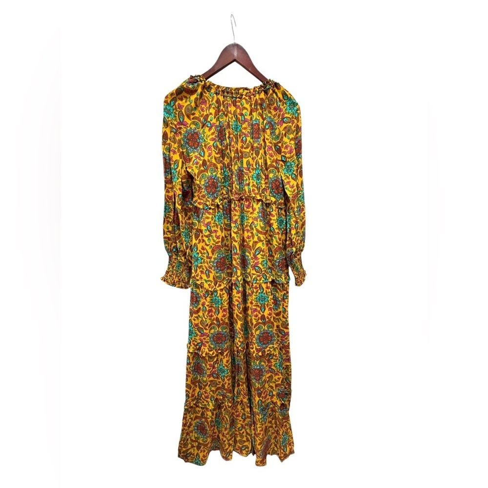 House of Harlow Boho Floral Paisley Print Ruffle Tiered Long Sleeve Maxi Dress S - Picture 4 of 8